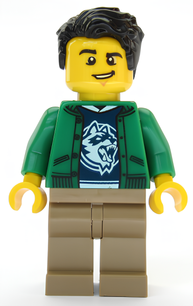 Минифигурка Lego Ski Shop Clerk - Male, Green Jacket over Raccoon Shirt, Black Hair cty1086 U